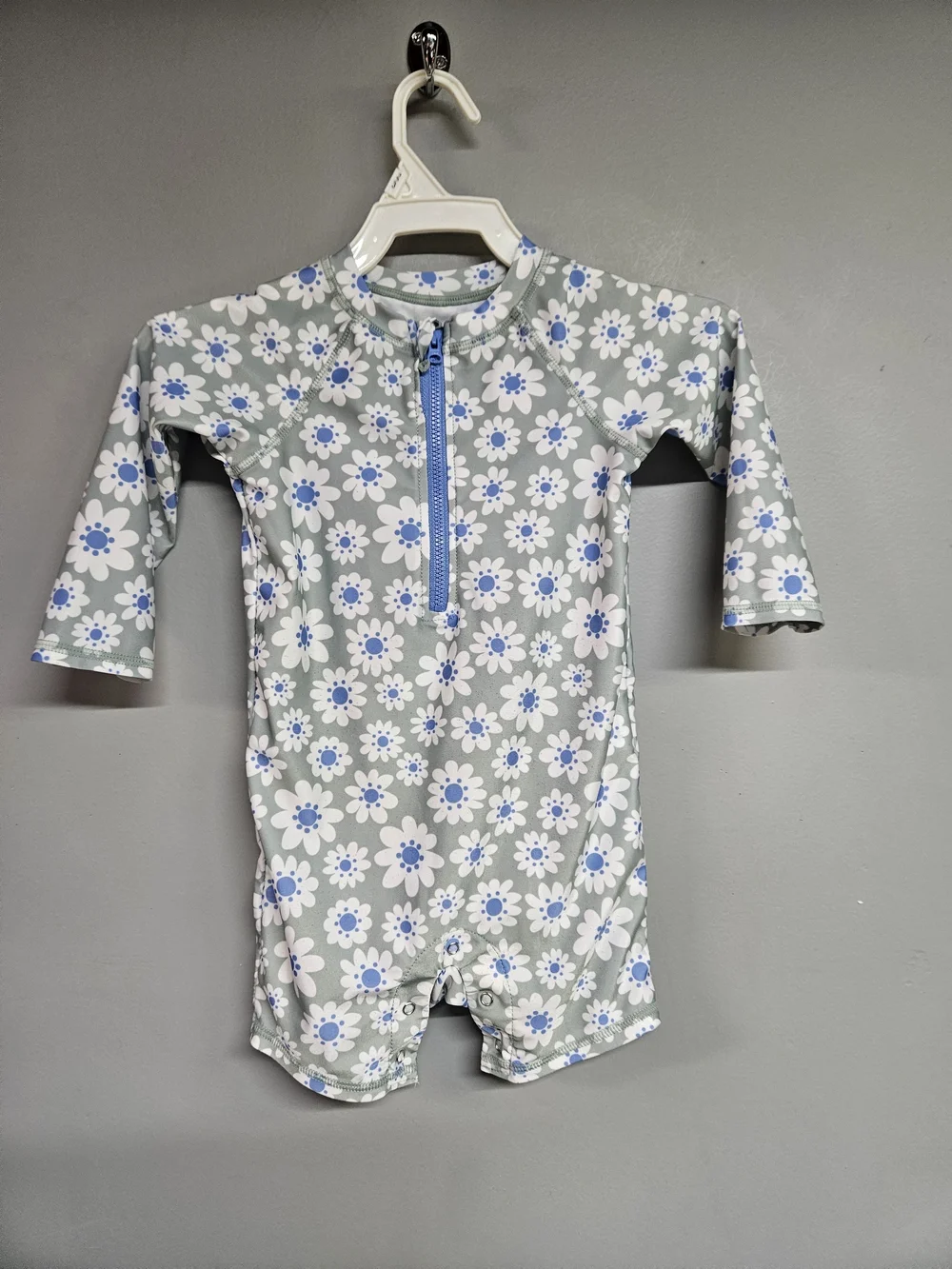Girls 12 Month Green Floral Long Sleeve One-Piece Rash Guars Swimsuit
